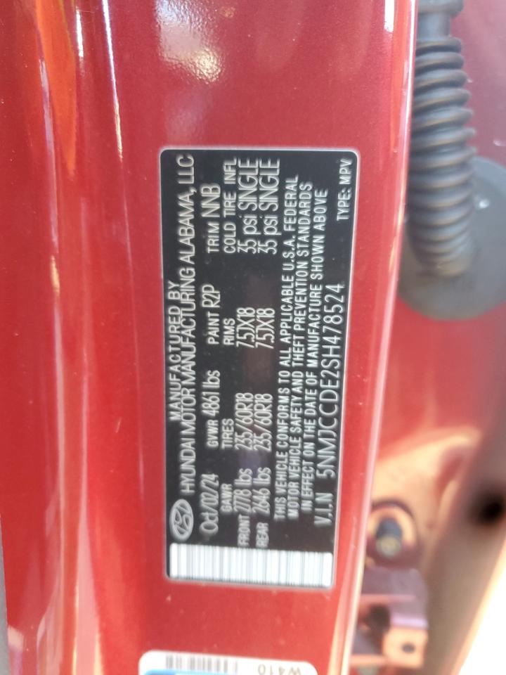 2025 Hyundai Tucson Sel VIN: 5NMJCCDE2SH478524 Lot: 84198385