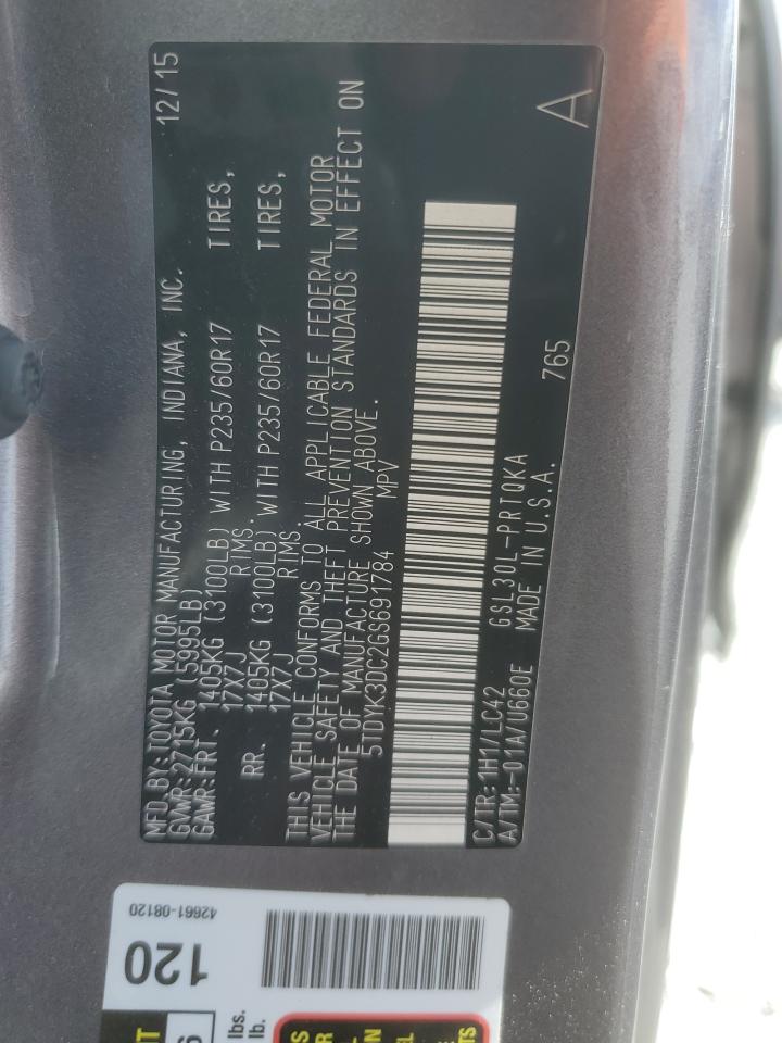 2016 Toyota Sienna Xle VIN: 5TDYK3DC2GS691784 Lot: 86141285