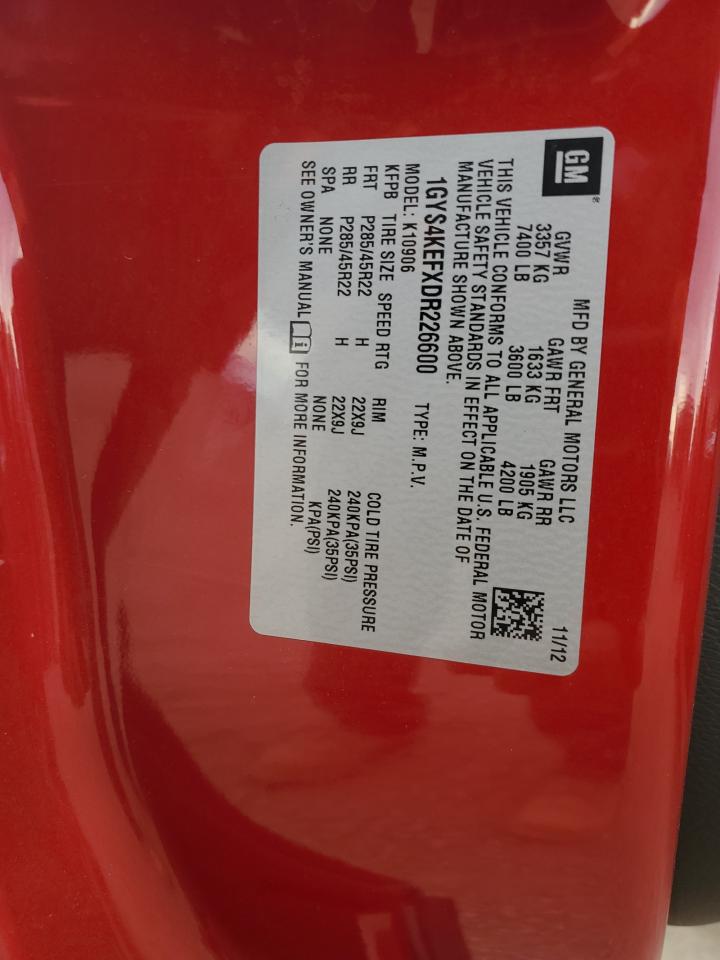 2013 Cadillac Escalade Esv Platinum VIN: 1GYS4KEFXDR226600 Lot: 85007125