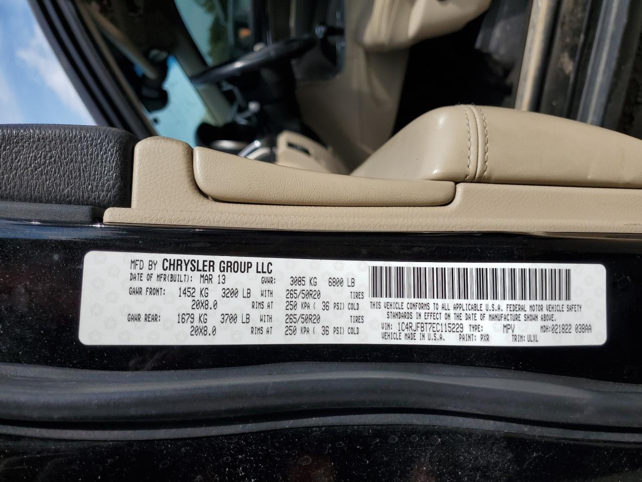 2014 Jeep Grand Cherokee Limited VIN: 1C4RJFBT7EC115229 Lot: 82179025