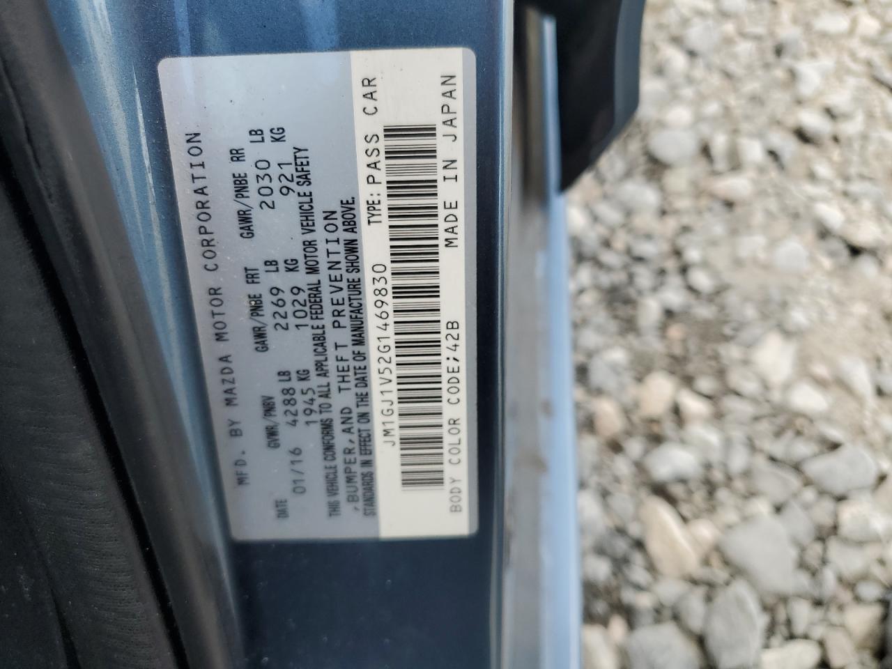 2016 Mazda 6 Touring VIN: JM1GJ1V52G1469830 Lot: 85115865