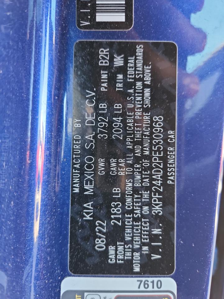 2023 Kia Forte Lx VIN: 3KPF24AD2PE530968 Lot: 87456315