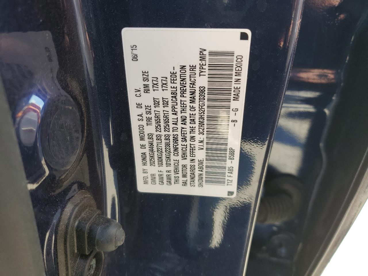 2015 Honda Cr-V Ex VIN: 3CZRM3H52FG703983 Lot: 90915665