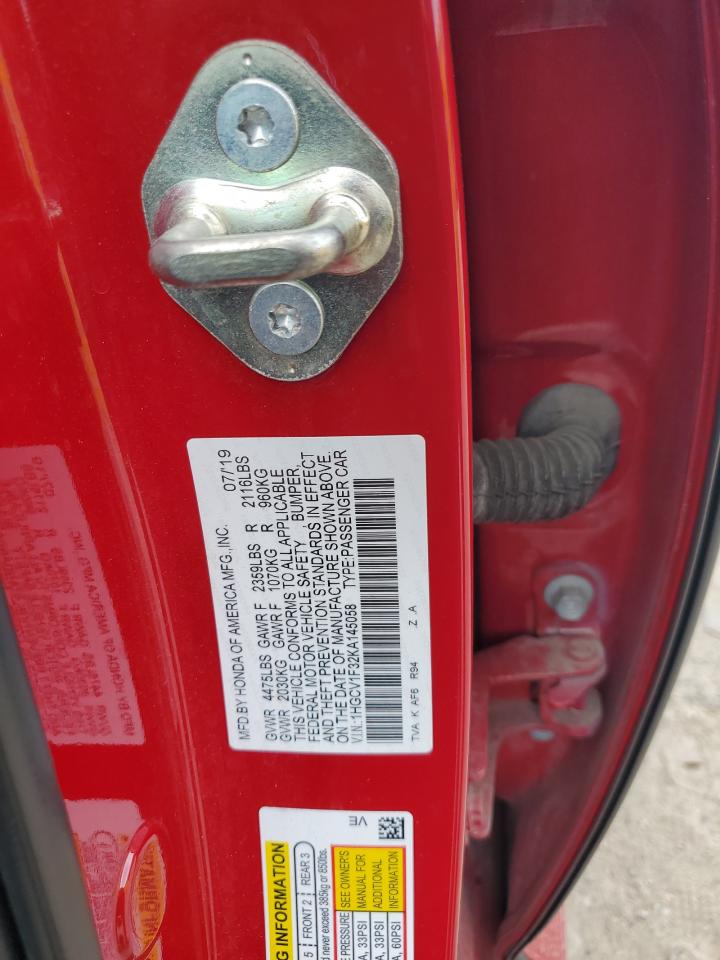 2019 Honda Accord Sport VIN: 1HGCV1F32KA145058 Lot: 85000325