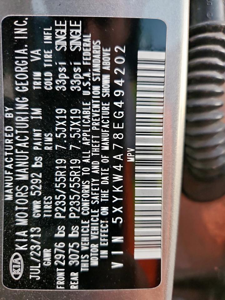 2014 Kia Sorento Sx VIN: 5XYKW4A78EG494202 Lot: 86439135