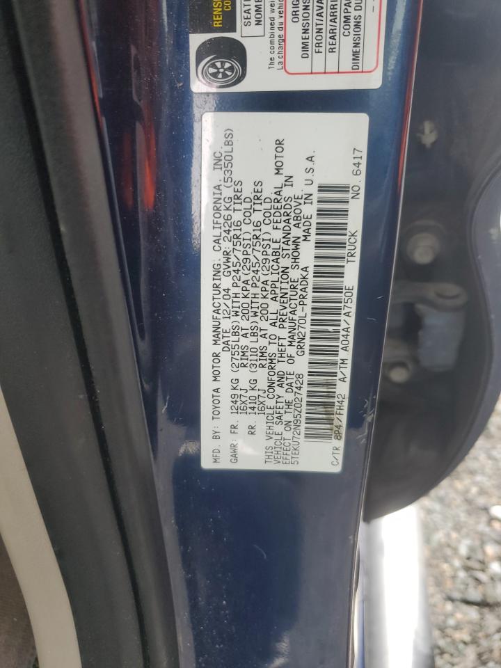 2005 Toyota Tacoma Double Cab Prerunner Long Bed VIN: 5TEKU72N95Z027428 Lot: 85876865