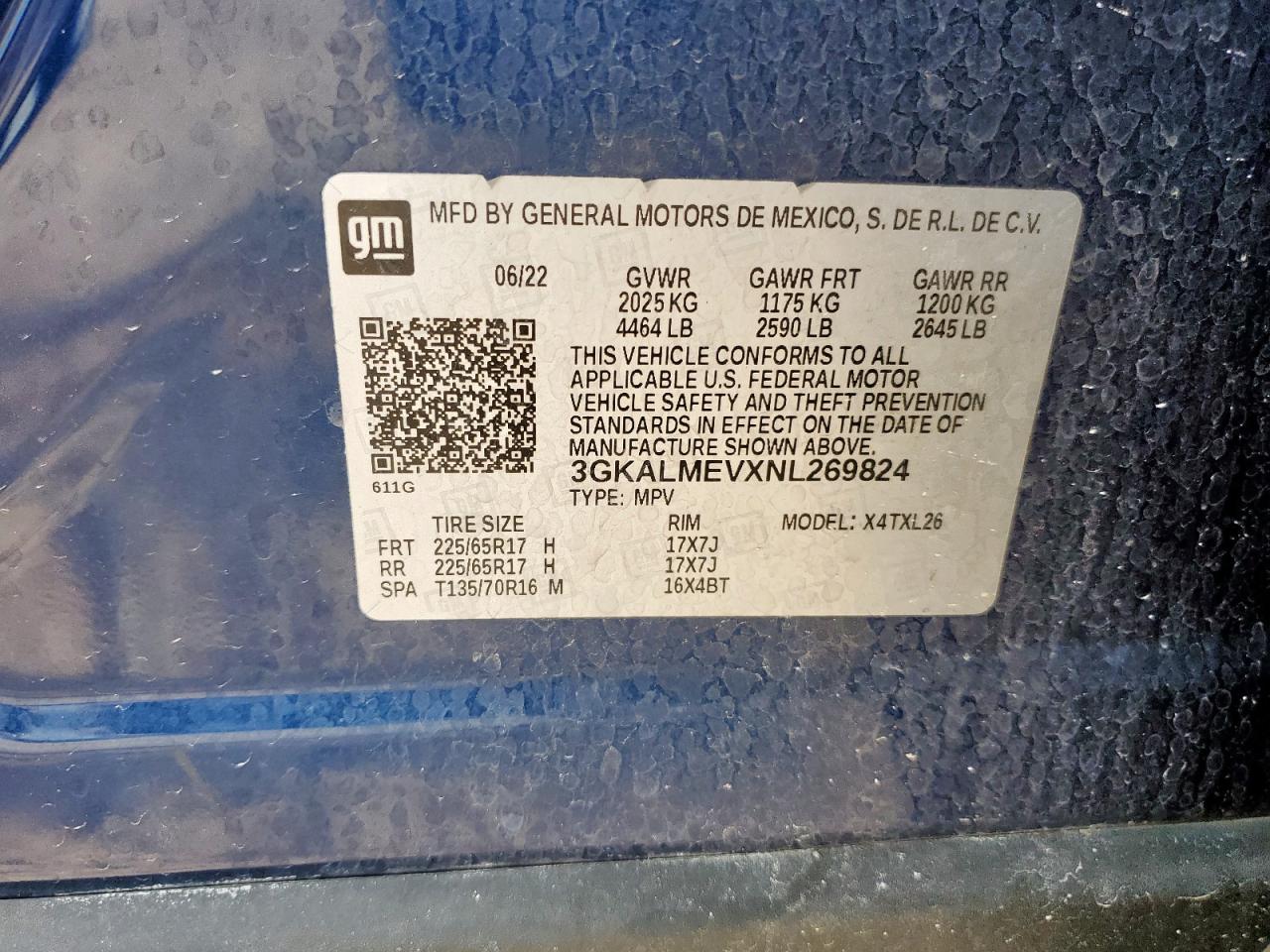 2022 GMC Terrain Sle VIN: 3GKALMEVXNL269824 Lot: 85377605