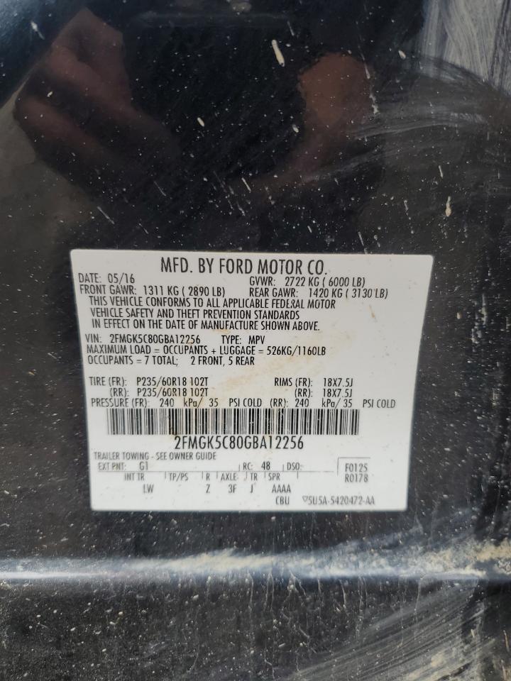2016 Ford Flex Sel VIN: 2FMGK5C80GBA12256 Lot: 87056805