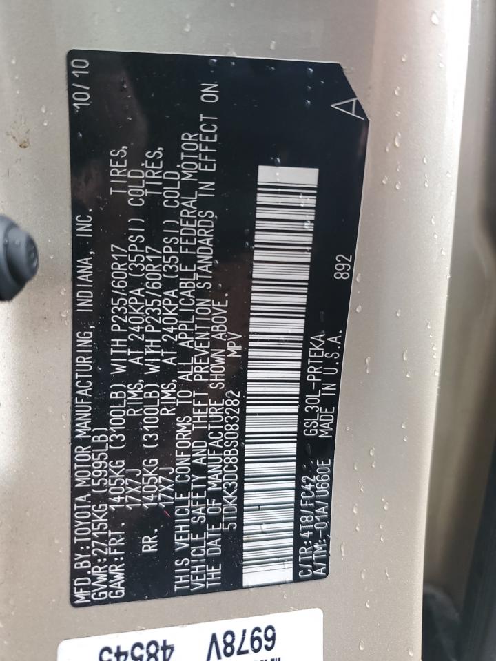 2011 Toyota Sienna Le VIN: 5TDKK3DC8BS083282 Lot: 82201835