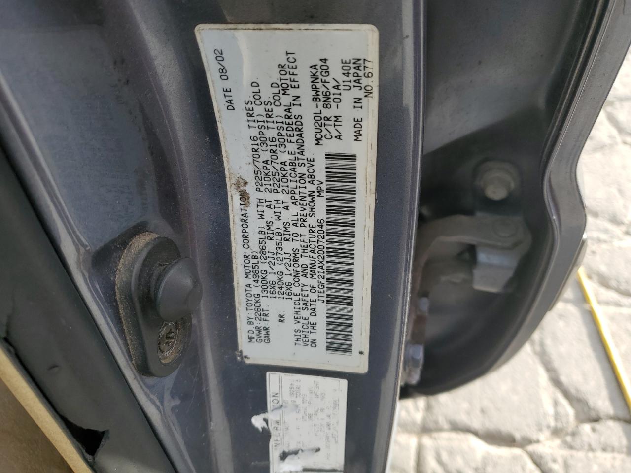 2002 Toyota Highlander Limited VIN: JTEGF21AX20072046 Lot: 82333415