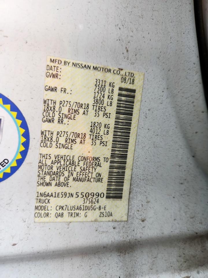 2018 Nissan Titan Sv VIN: 1N6AA1E59JN550990 Lot: 86519275