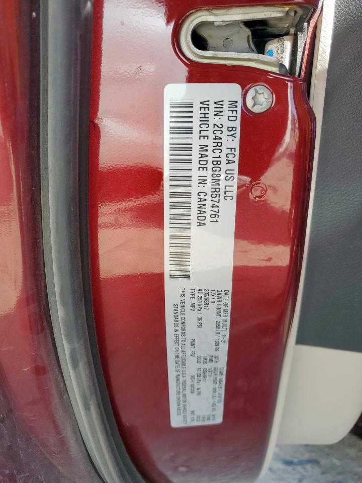 2021 Chrysler Pacifica Touring L VIN: 2C4RC1BG8MR574761 Lot: 90841345