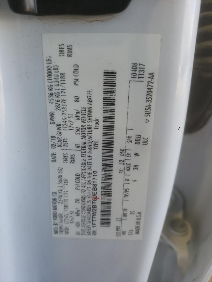 2018 Ford F250 Xl VIN: 1FT7W2BT6JEB81710 Lot: 90692095