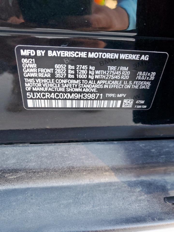 2021 BMW X5 Sdrive 40I VIN: 5UXCR4C0XM9H39871 Lot: 84579485