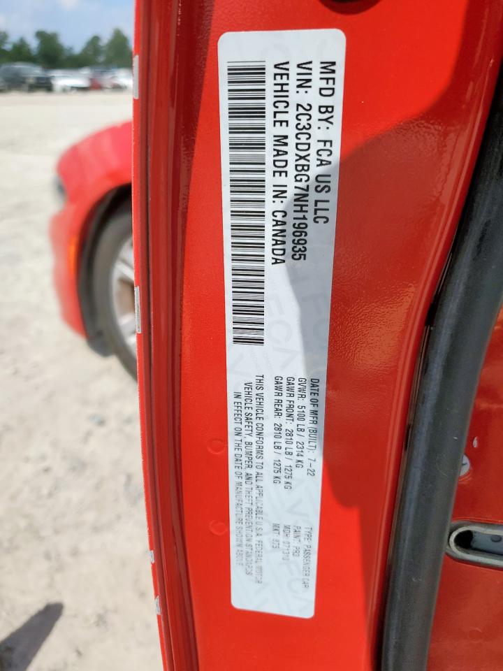 2022 Dodge Charger Sxt VIN: 2C3CDXBG7NH196935 Lot: 85175355