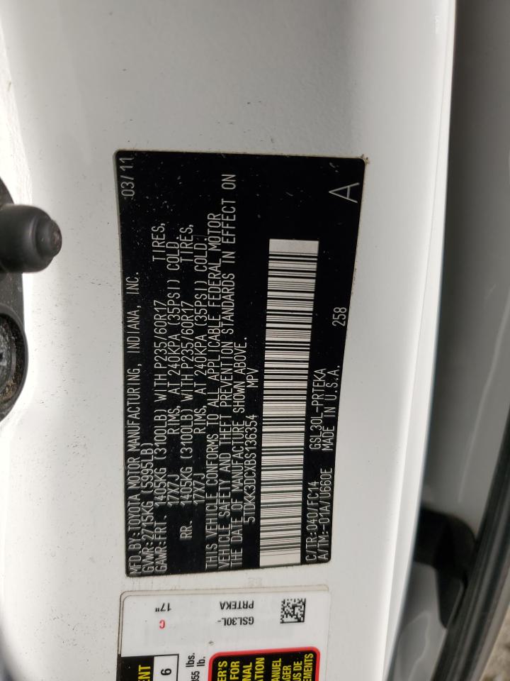 2011 Toyota Sienna Le VIN: 5TDKK3DCXBS136354 Lot: 84590145