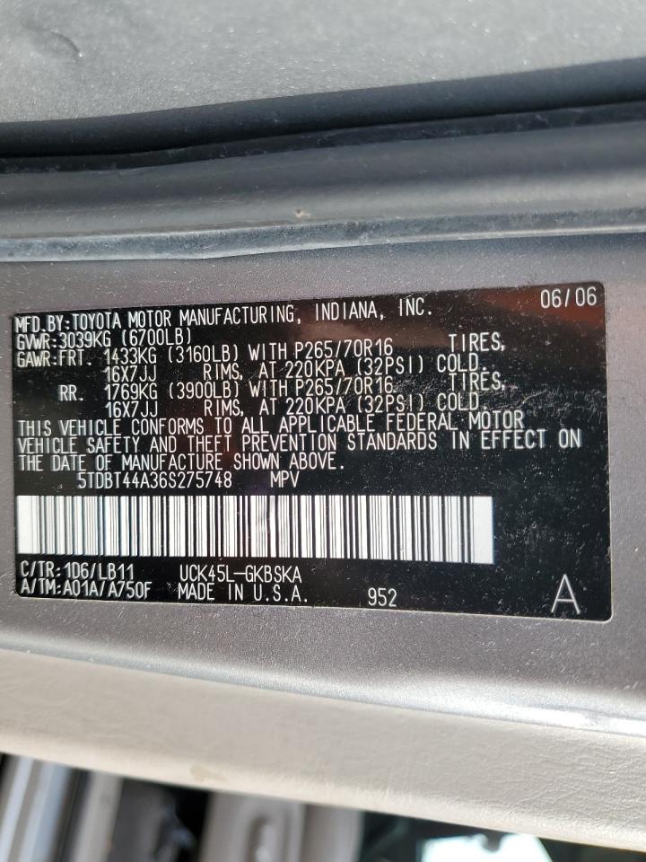 2006 Toyota Sequoia Sr5 VIN: 5TDBT44A36S275748 Lot: 85670935