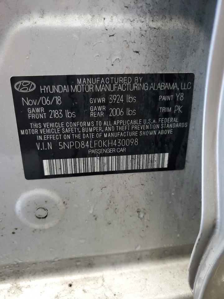 2019 Hyundai Elantra Sel VIN: 5NPD84LF0KH430098 Lot: 85156645