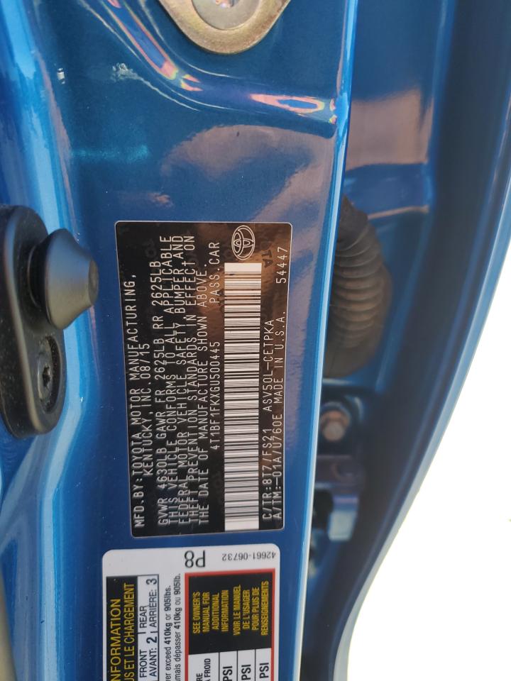 2016 Toyota Camry Le VIN: 4T1BF1FKXGU500445 Lot: 84520955