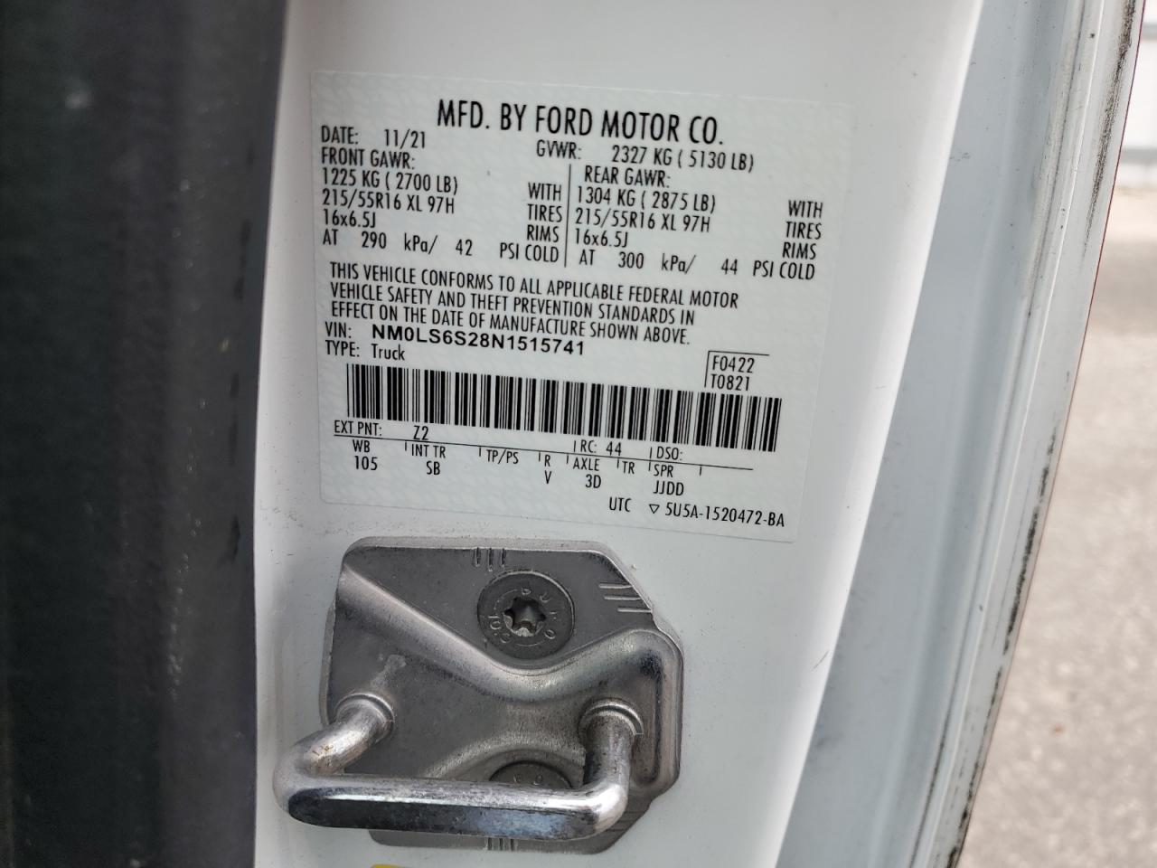 2022 Ford Transit Connect Xl VIN: NM0LS6S28N1515741 Lot: 86425735