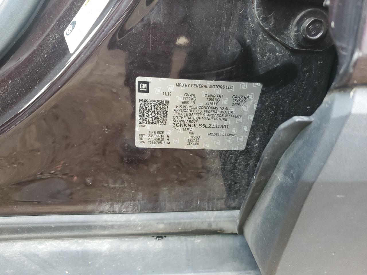 2020 GMC Acadia Slt VIN: 1GKKNULS5LZ131301 Lot: 86247515