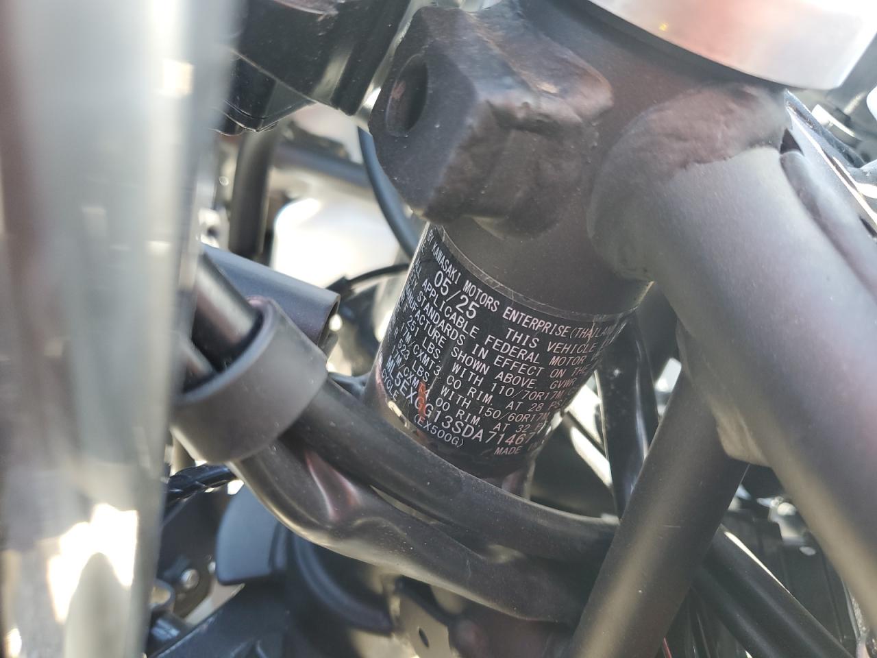 2025 Kawasaki Ex500 VIN: ML5EXGG13SDA71467 Lot: 89630495