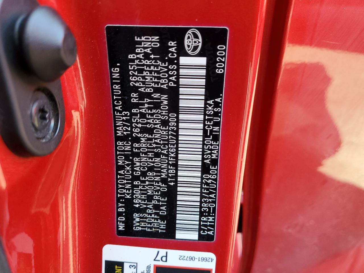 2014 Toyota Camry L VIN: 4T1BF1FK6EU773900 Lot: 82338715