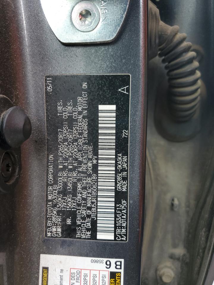 2011 Toyota 4Runner Sr5 VIN: JTEBU5JR1B5062189 Lot: 85007175