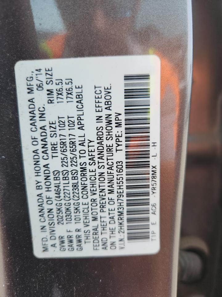 2014 Honda Cr-V Exl VIN: 2HKRM3H79EH551603 Lot: 89679365