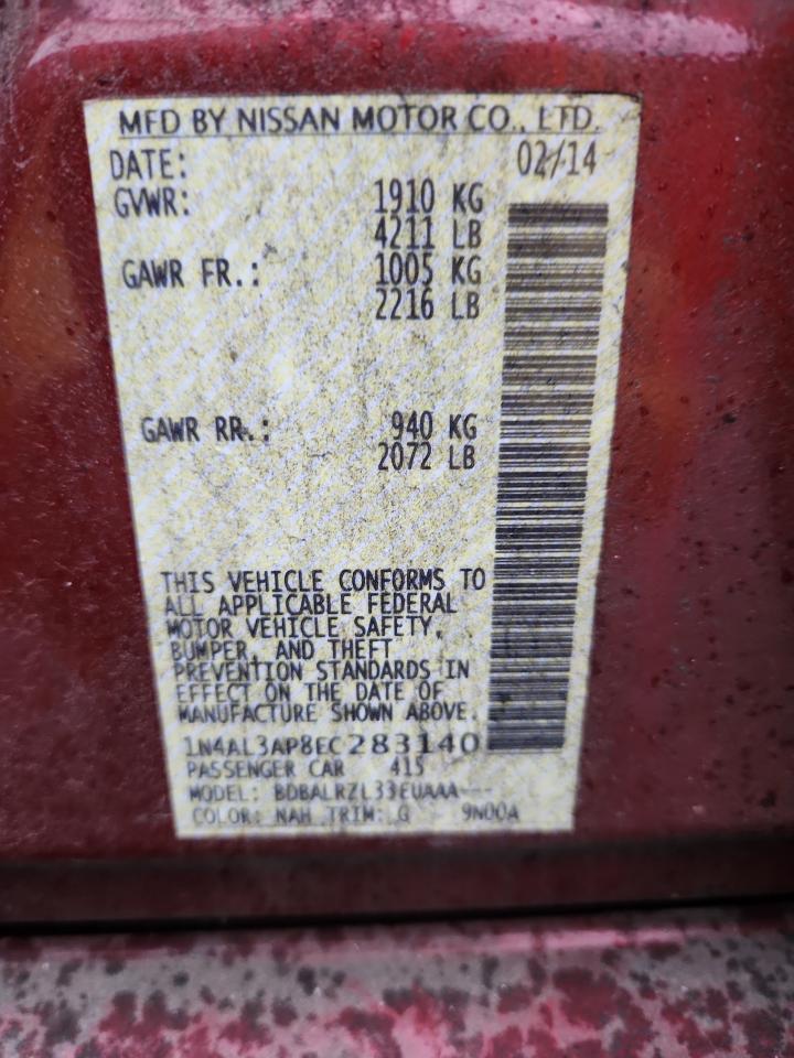 2014 Nissan Altima 2.5 VIN: 1N4AL3AP8EC283140 Lot: 90321635
