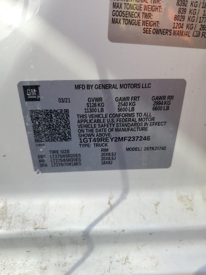 2021 GMC Sierra K2500 Denali VIN: 1GT49REY2MF237246 Lot: 90688405
