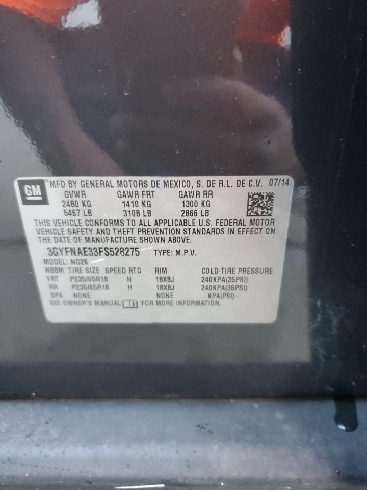 2015 Cadillac Srx VIN: 3GYFNAE33FS528275 Lot: 89798955