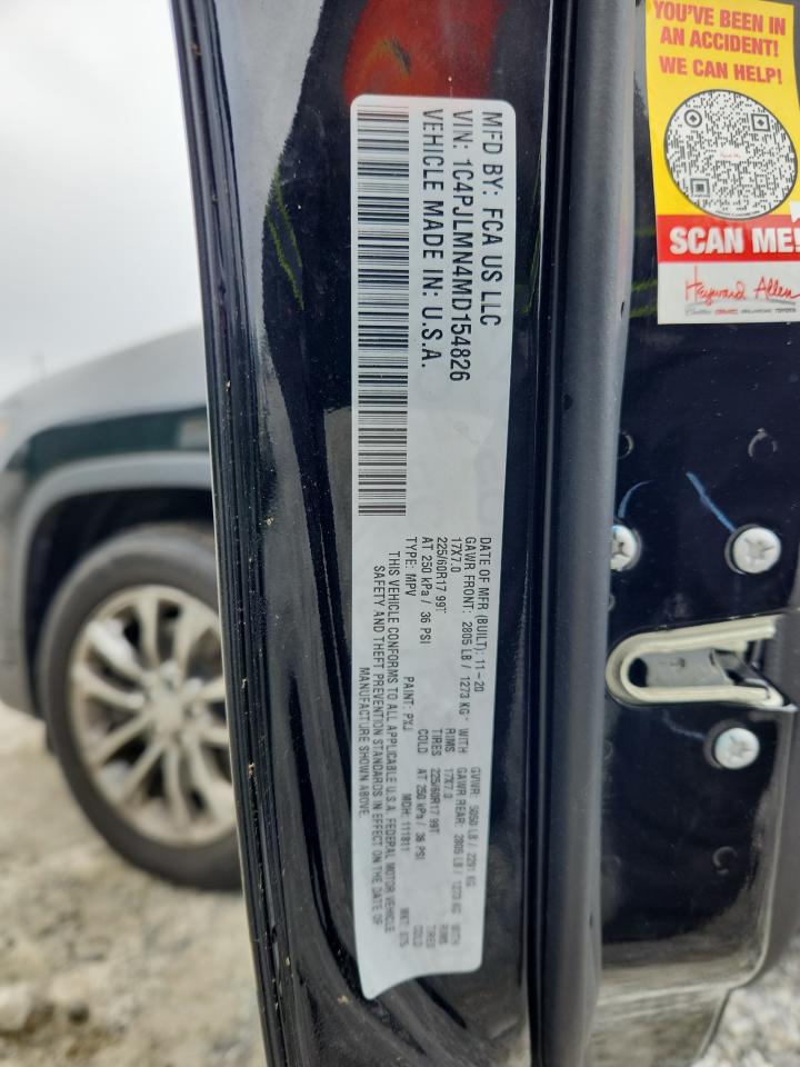 2021 Jeep Cherokee Latitude Lux VIN: 1C4PJLMN4MD154826 Lot: 85765215