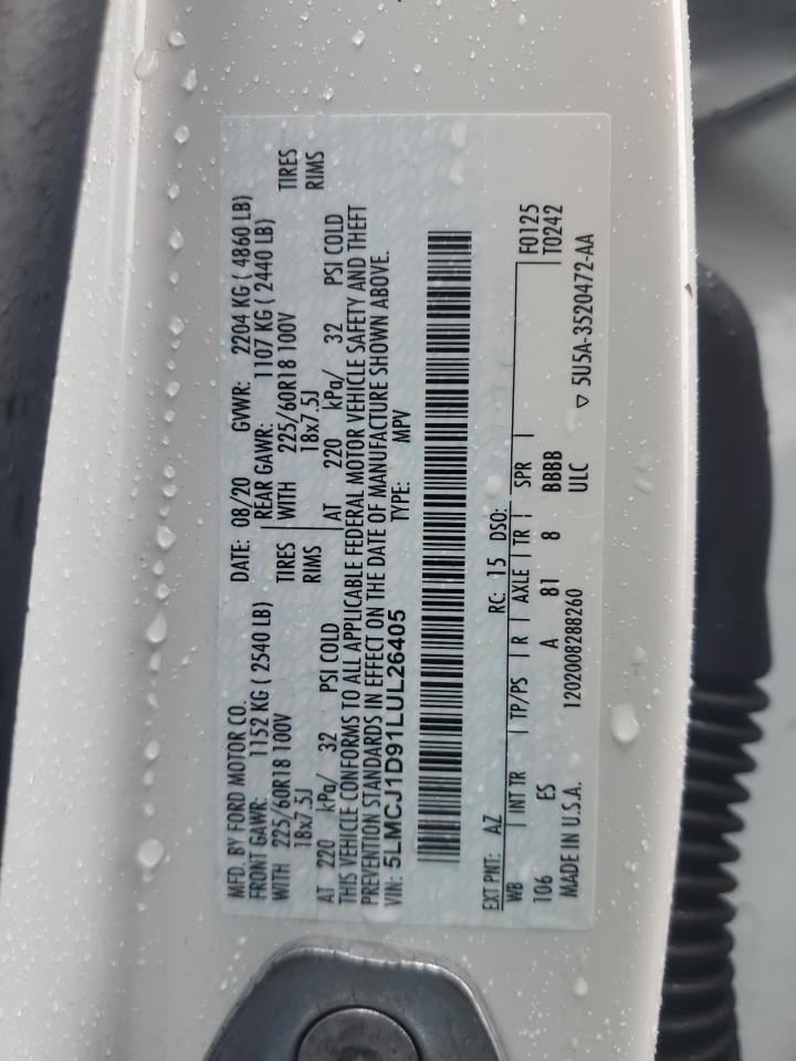 2020 Lincoln Corsair VIN: 5LMCJ1D91LUL26405 Lot: 86175165