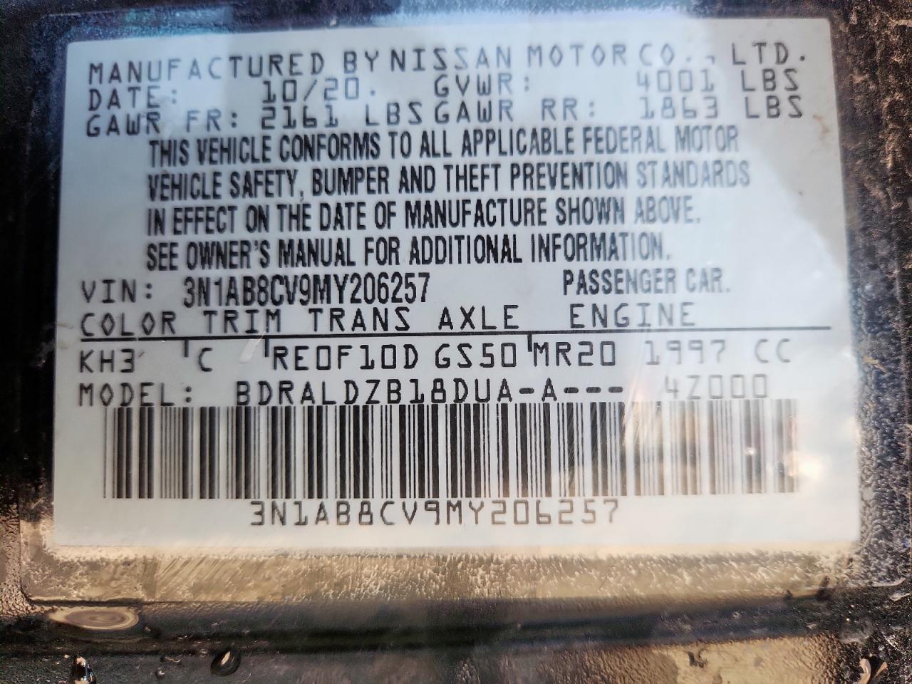 2021 Nissan Sentra Sv VIN: 3N1AB8CV9MY206257 Lot: 86095835