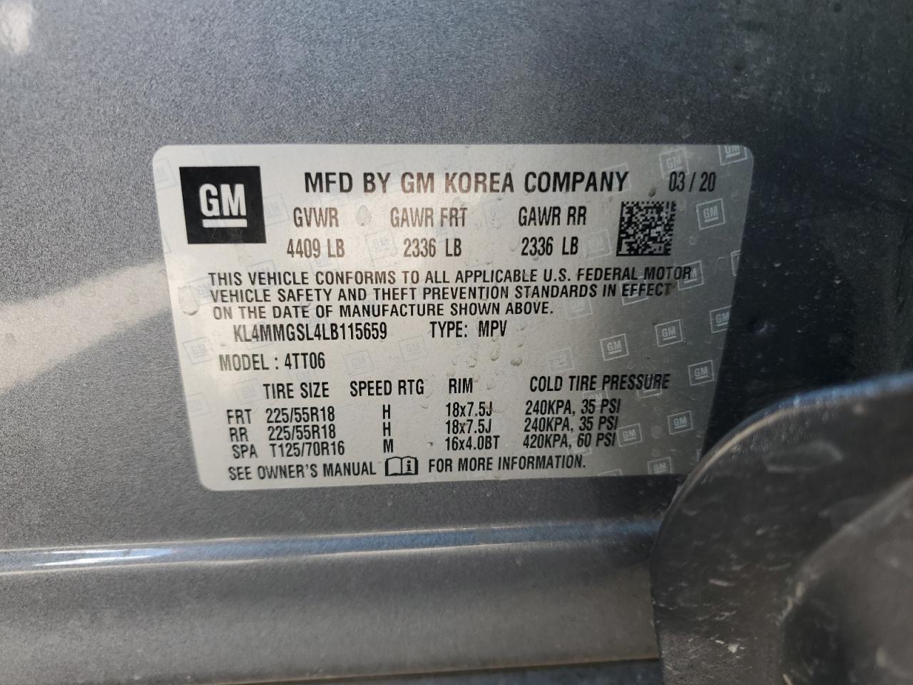 2020 Buick Encore Gx Essence VIN: KL4MMGSL4LB115659 Lot: 86286165