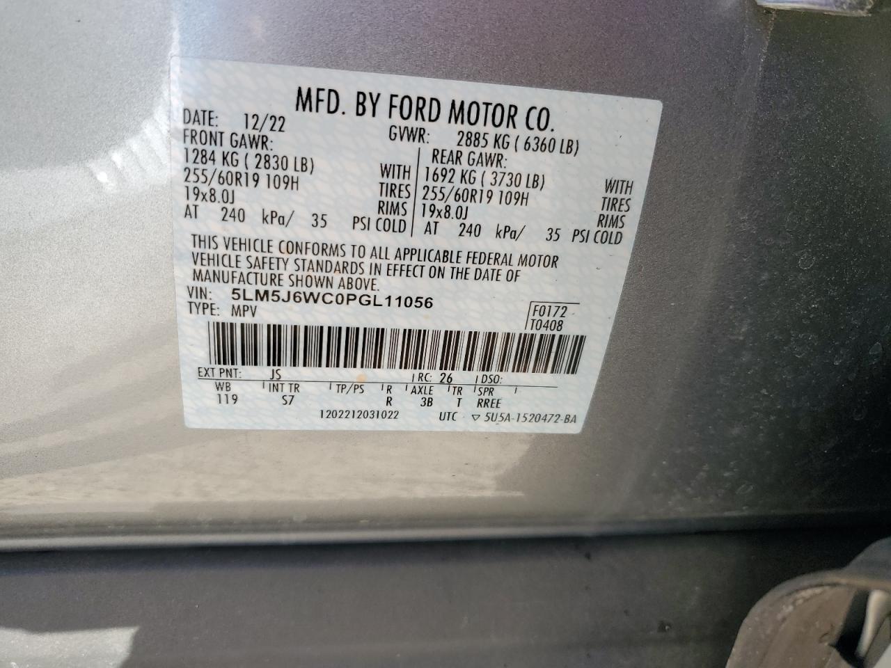 2023 Lincoln Aviator VIN: 5LM5J6WC0PGL11056 Lot: 89520405