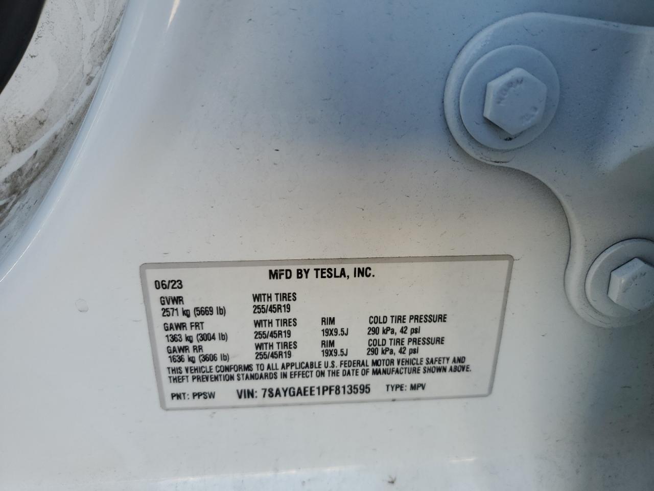 2023 Tesla Model Y VIN: 7SAYGAEE1PF813595 Lot: 89723055