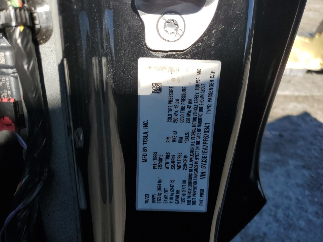 2023 Tesla Model 3 VIN: 5YJ3E1EA7PF670341 Lot: 86091395