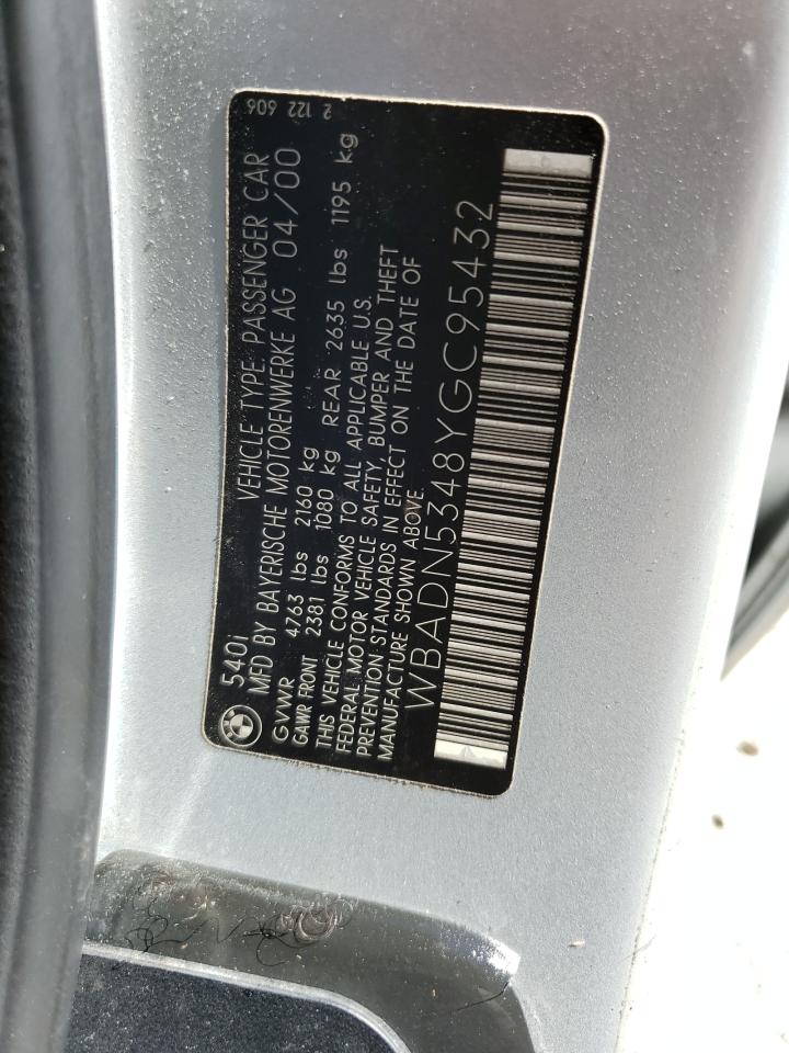 2000 BMW 540 I VIN: WBADN5348YGC95432 Lot: 84707845