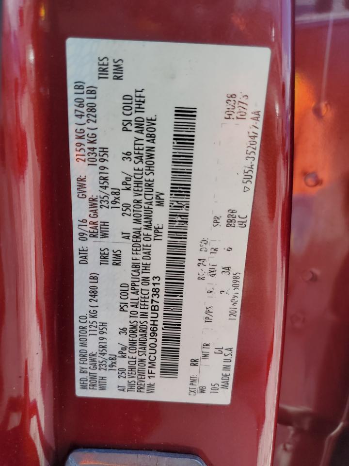 2017 Ford Escape Titanium VIN: 1FMCU0J96HUB73813 Lot: 85735595