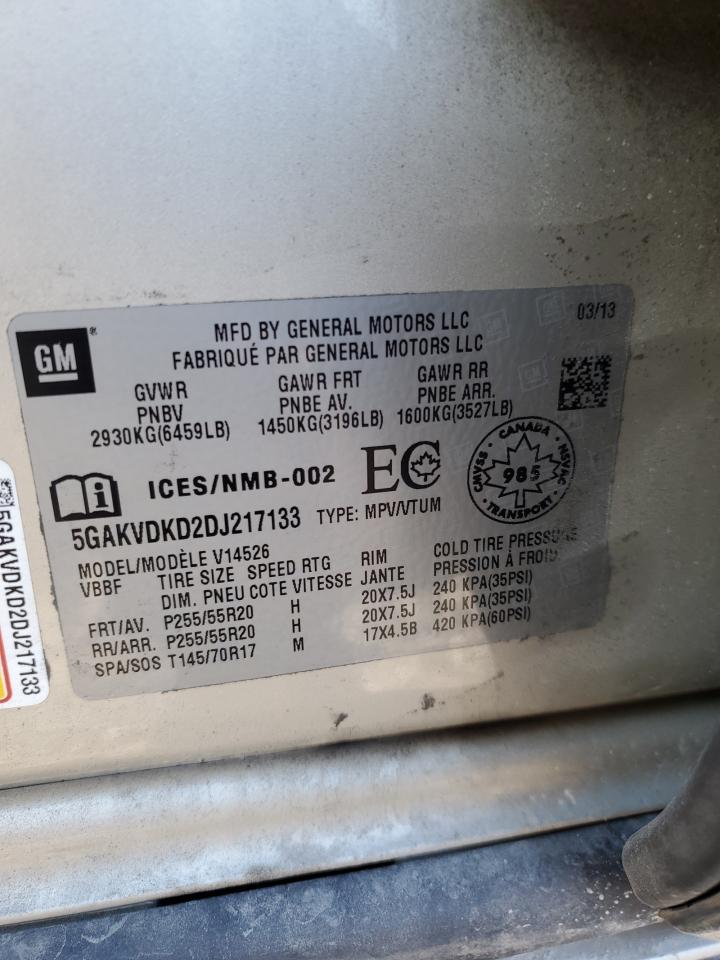 2013 Buick Enclave VIN: 5GAKVDKD2DJ217133 Lot: 84895945