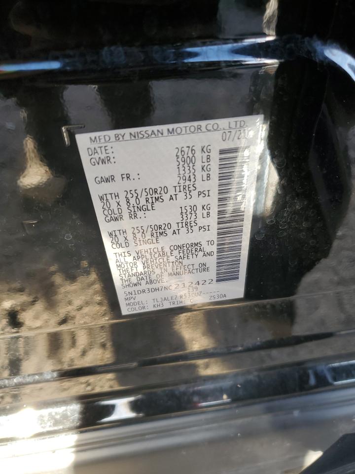 2022 Nissan Pathfinder Platinum VIN: 5N1DR3DH7NC212422 Lot: 82623055