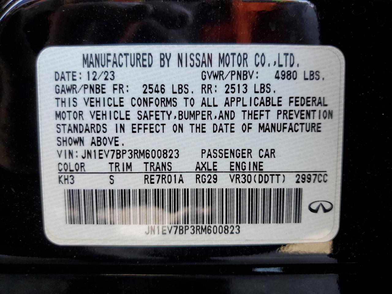 2024 Infiniti Q50 Luxe VIN: JN1EV7BP3RM600823 Lot: 85941605