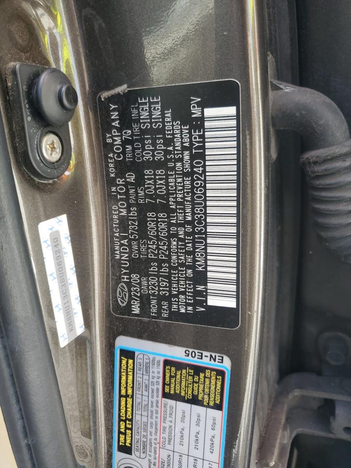 2008 Hyundai Veracruz Gls VIN: KM8NU13C38U069240 Lot: 85721325