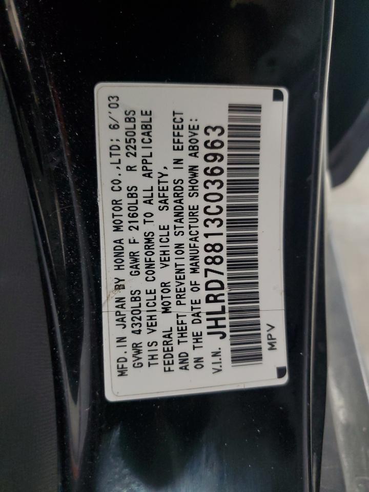 2003 Honda Cr-V Ex VIN: JHLRD78813C036963 Lot: 82233615