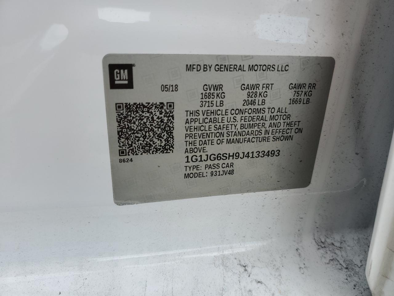 2018 Chevrolet Sonic VIN: 1G1JG6SH9J4133493 Lot: 85158805