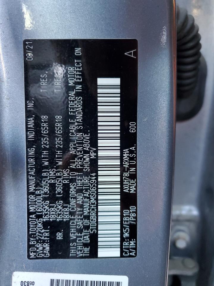 2021 Toyota Highlander Hybrid Xle VIN: 5TDGBRCH3MS065944 Lot: 89839345