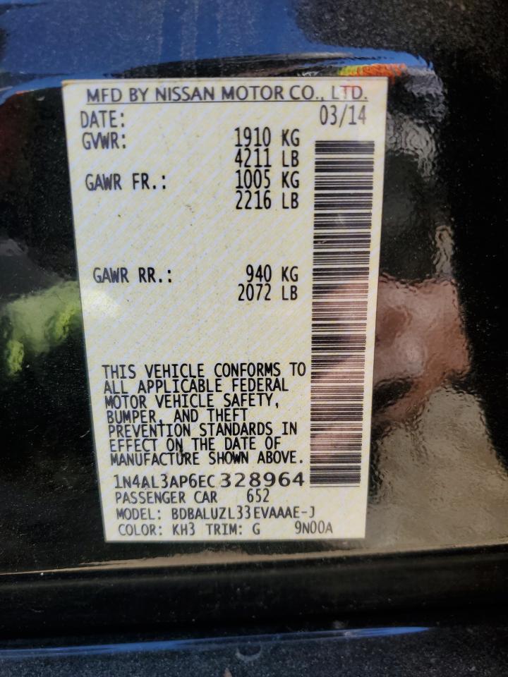 2014 Nissan Altima 2.5 VIN: 1N4AL3AP6EC328964 Lot: 85746175