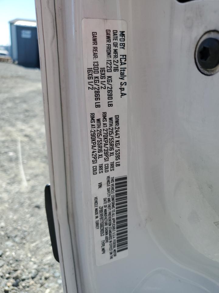 2016 Ram Promaster City Slt VIN: ZFBERFBT7G6C11053 Lot: 85500075